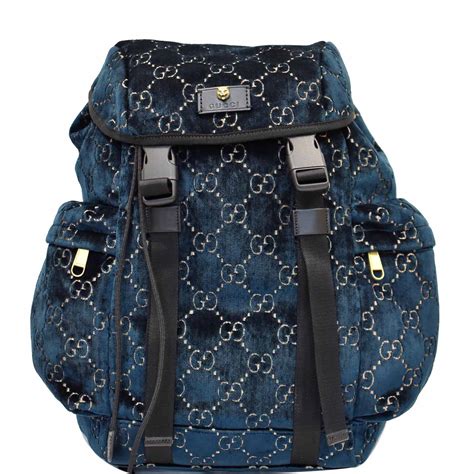 gucci medium gg velvet backpack - blue - backpacks|Buy Gucci GG Velvet Medium Backpack 'Blue' .